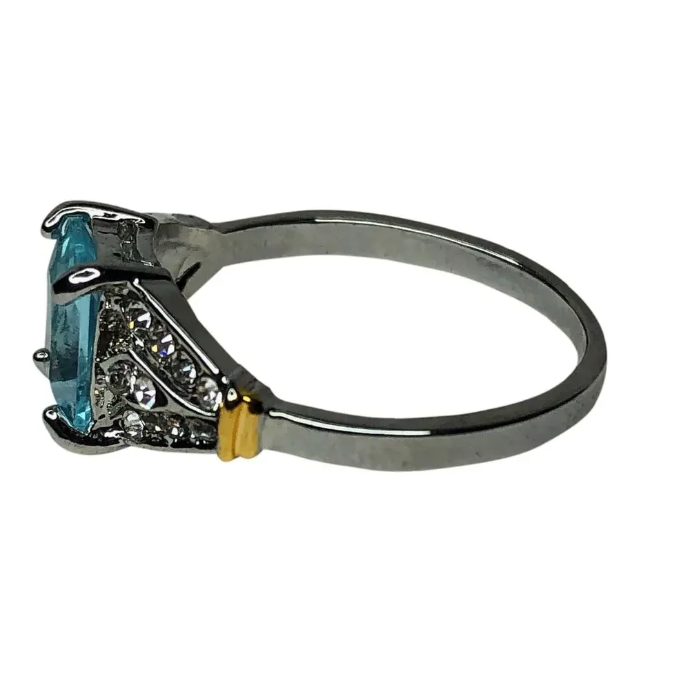 Light Blue Baguette Cut Ring - Size 8